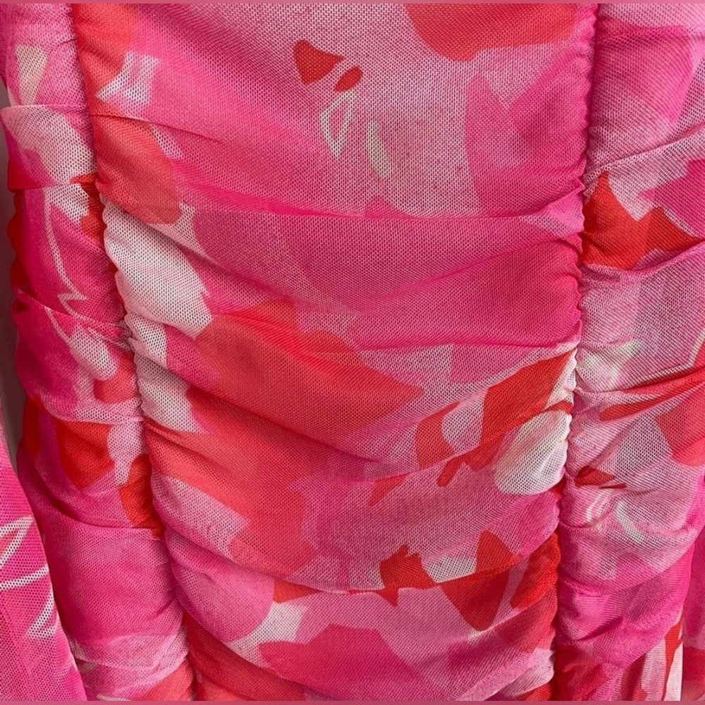🩷ASOS As You Pink Rushed Midi Dress Off the Shoulder Size 6 - Picture 5 of 10